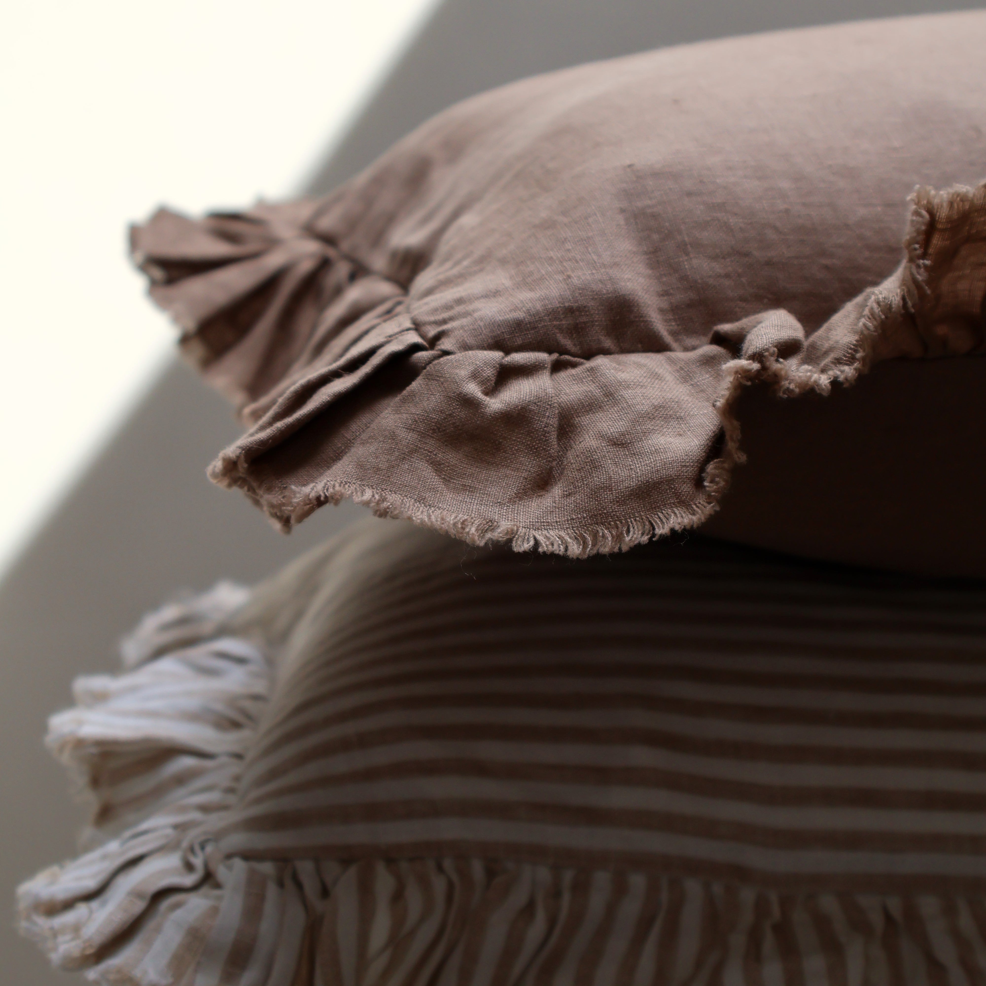 Brown Ruffle Cushion