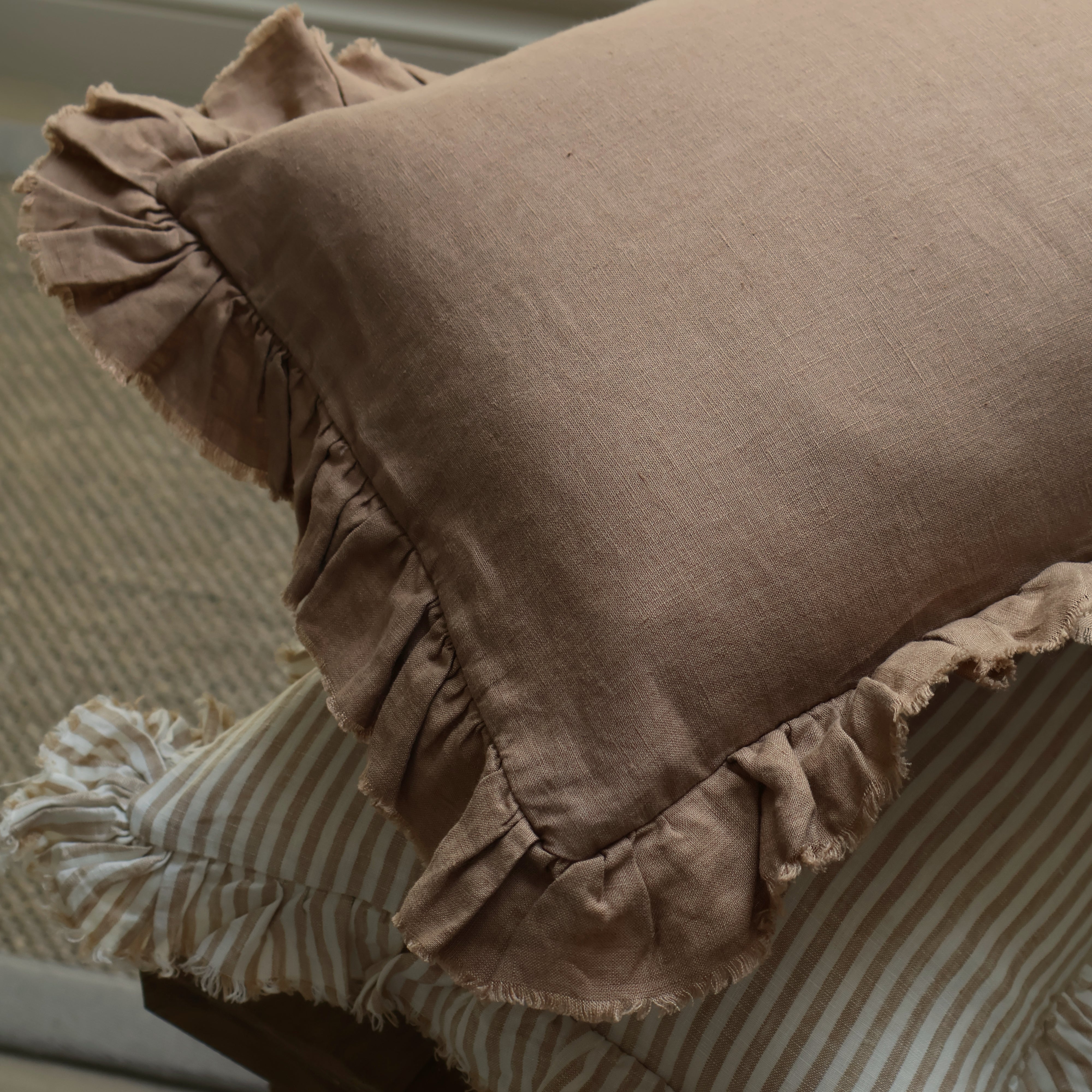 Brown Ruffle Cushion