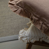 Light Brown Stripe Ruffle Cushion