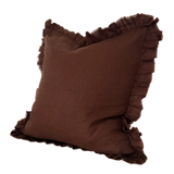 Celia Large Dark Brown Ruffle Cushion