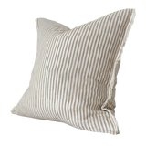 Camille Large Frayed Edge Light Brown Stripe Cushion