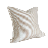 Camille Large Frayed Edge Light Brown Stripe Cushion