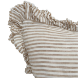 Celia Light Brown Stripe Ruffle Cushion