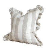 Celia Natural Wide Stripe Ruffle Cushion