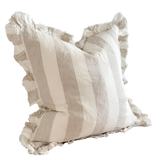 Celia Natural Wide Stripe Ruffle Cushion