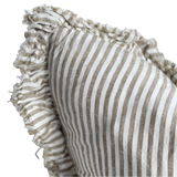 Celia Olive Stripe Ruffle Cushion
