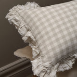 Natural Gingham Ruffle Cushion