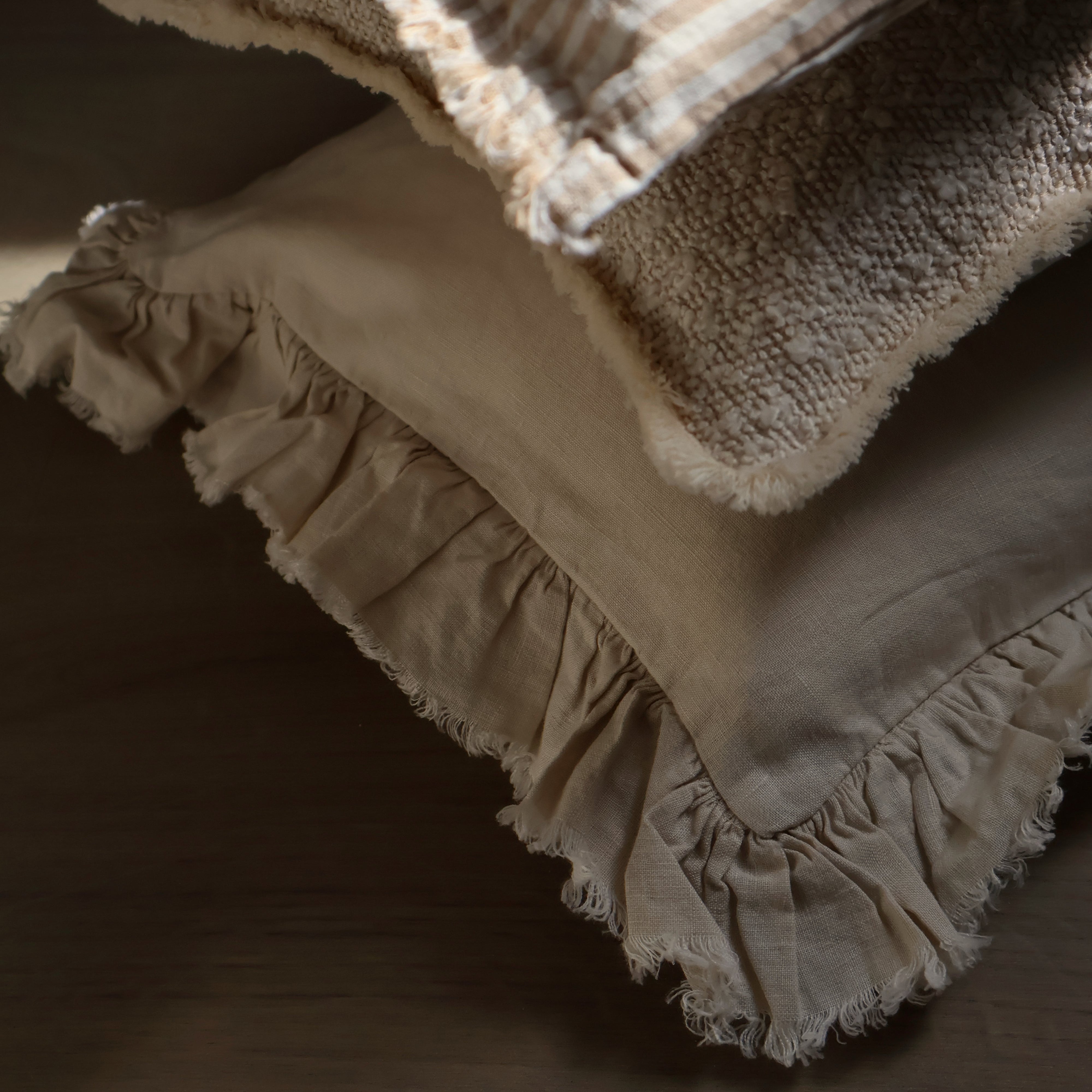 Cream Ruffle Cushion