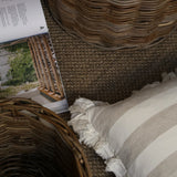 Natural Wide Stripe Ruffle Cushion