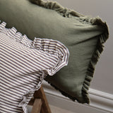Olive Green Ruffle Cushion