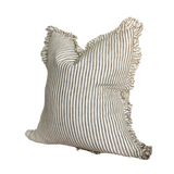 Celia Olive Stripe Ruffle Cushion