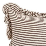Raya Dark Brown Stripe Ruffle Bolster Cushion