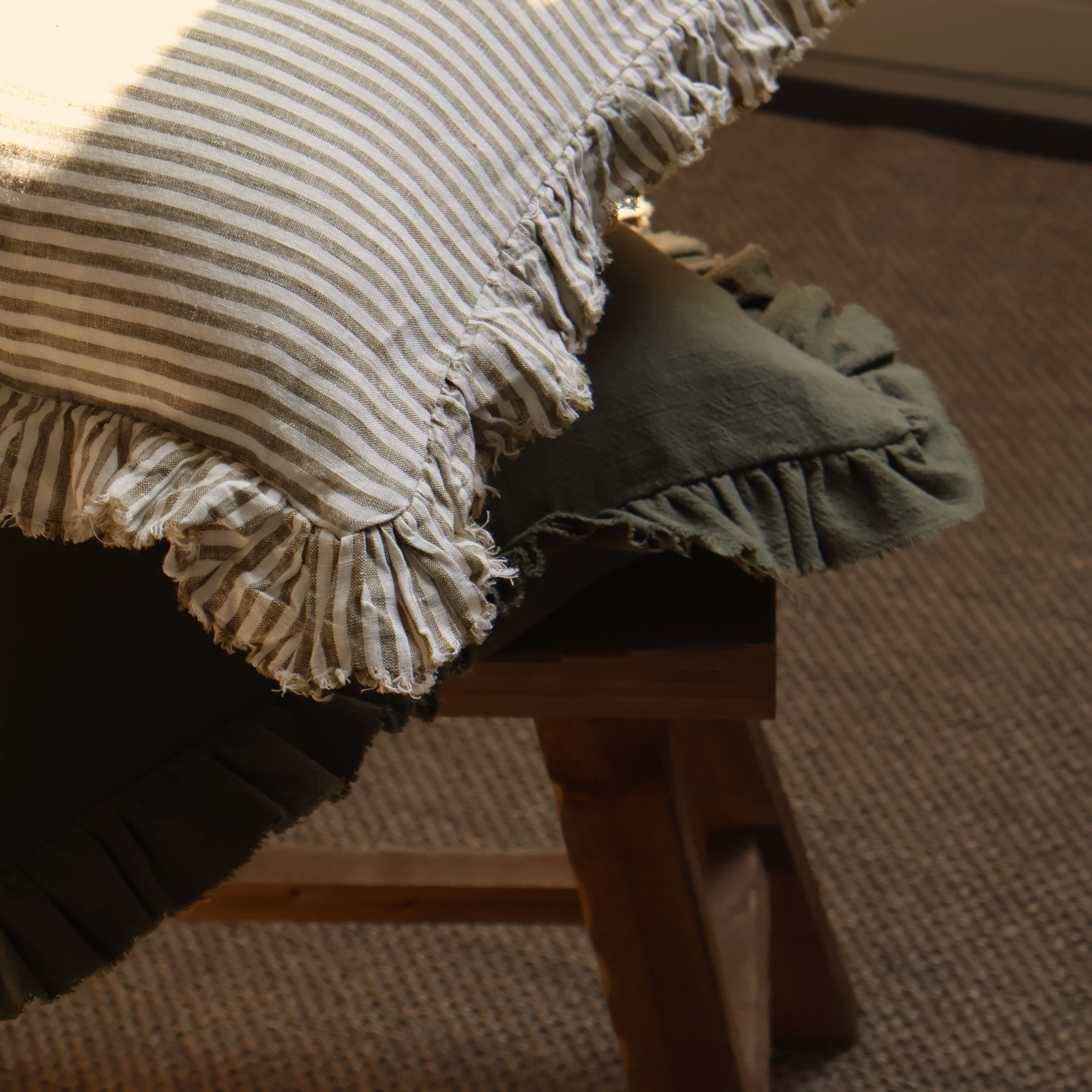 Olive Ruffle Cushion