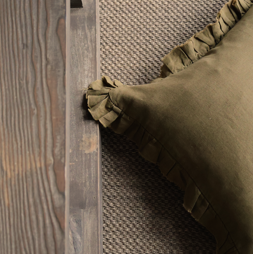 Raya Olive Green Ruffle Cushion