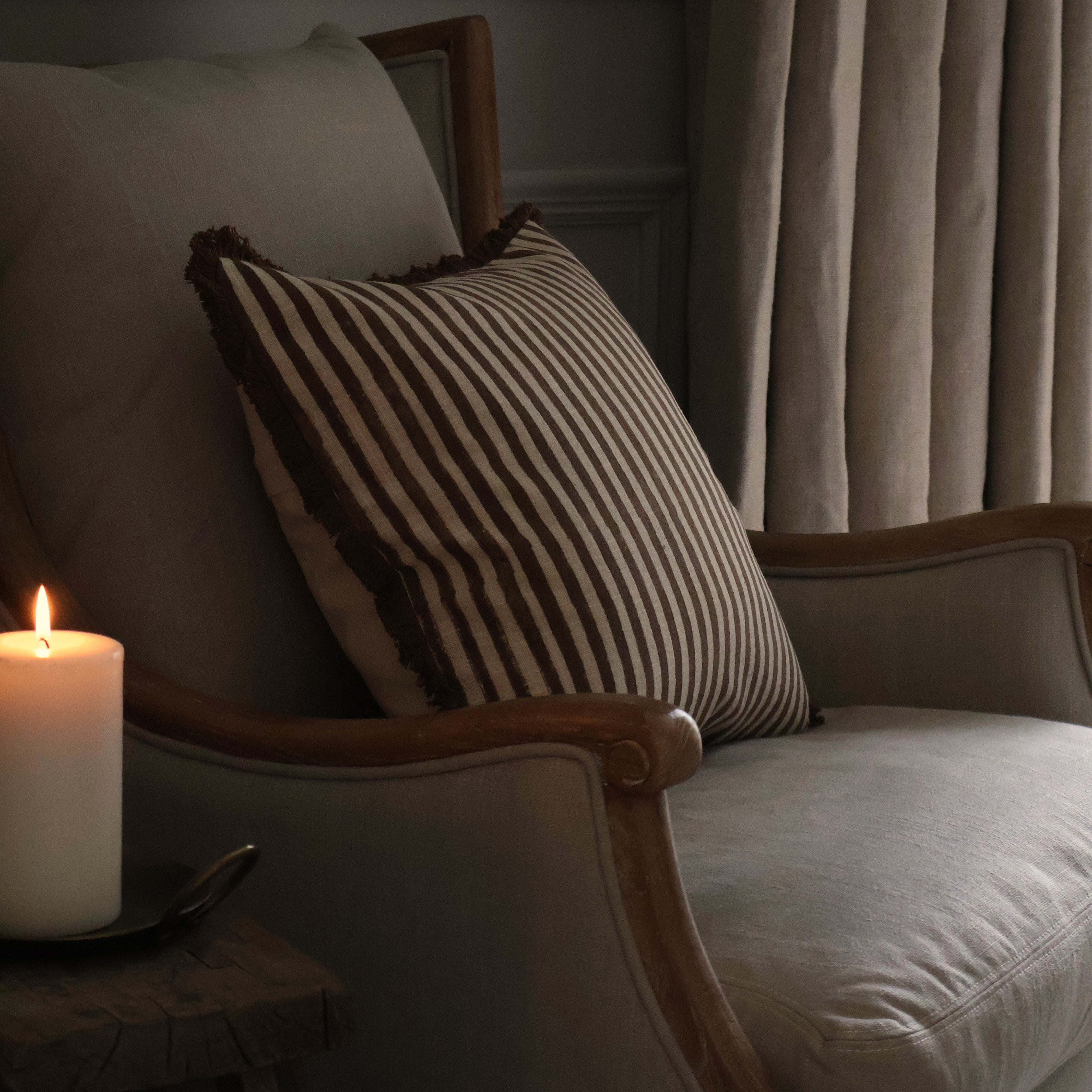 Amelia Brown Stripe Cushion