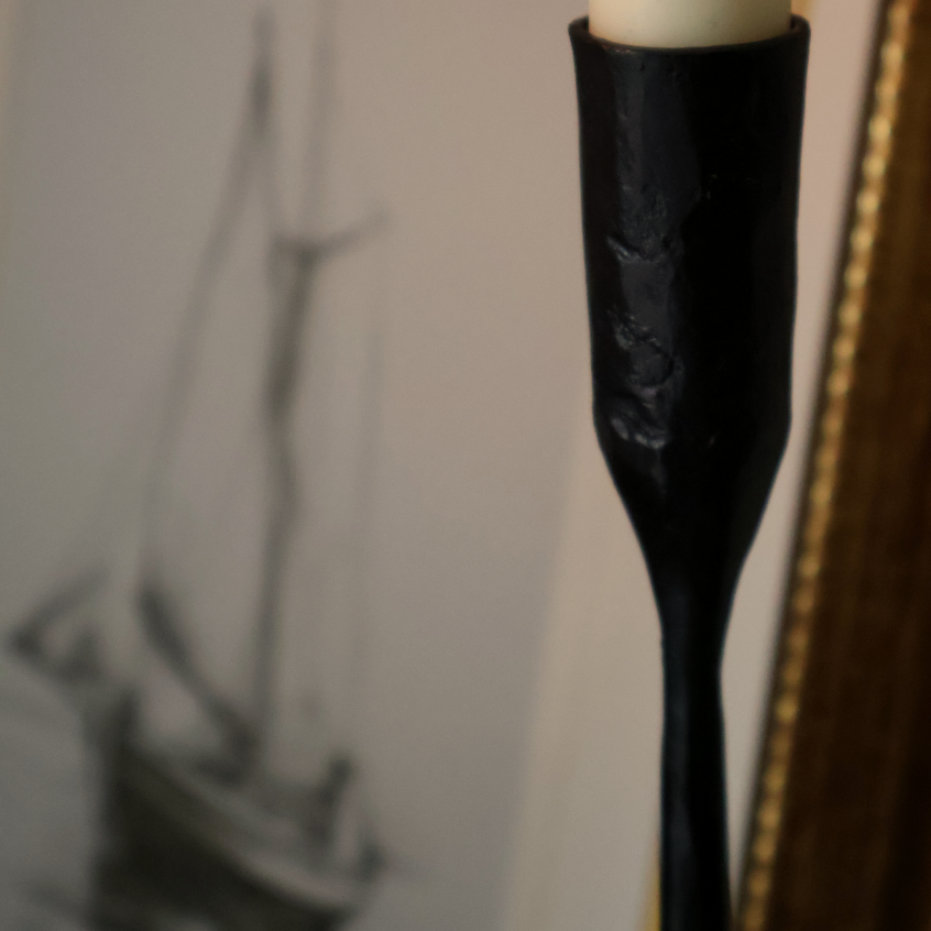 Isla Large Black Taper Candleholder