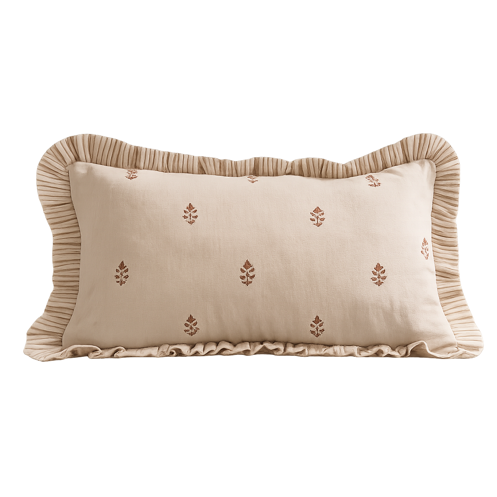 Marielle Brick Block Print Ruffle Cushion
