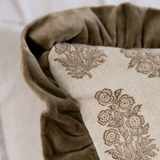 Brown Blockprint Floral Cushion