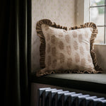 Brown Blockprint Floral Cushion