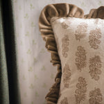 Brown Blockprint Floral Cushion