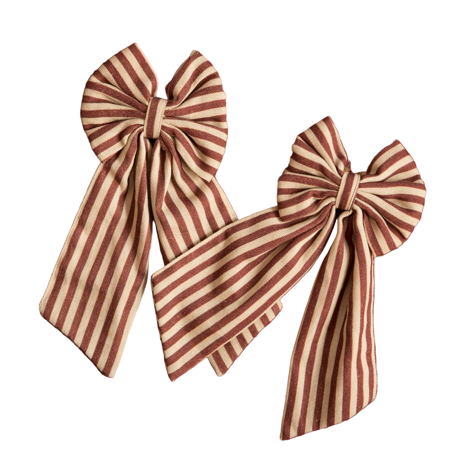 Burgundy Stripe Bow Small Set 2