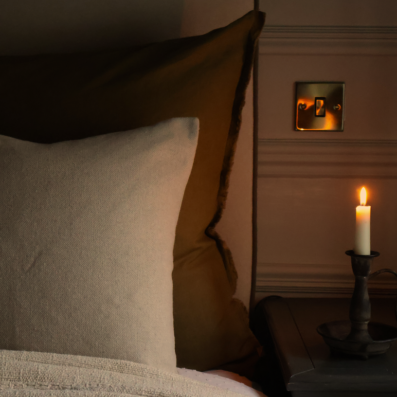 Camille Extra Large Olive Green Linen Cushion