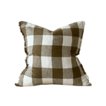 Camille Olive Green Gingham Cushion
