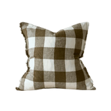 Camille Olive Green Gingham Cushion