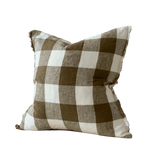 Camille Olive Green Gingham Cushion