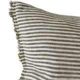 Camille Olive Stripe Bolster Cushion
