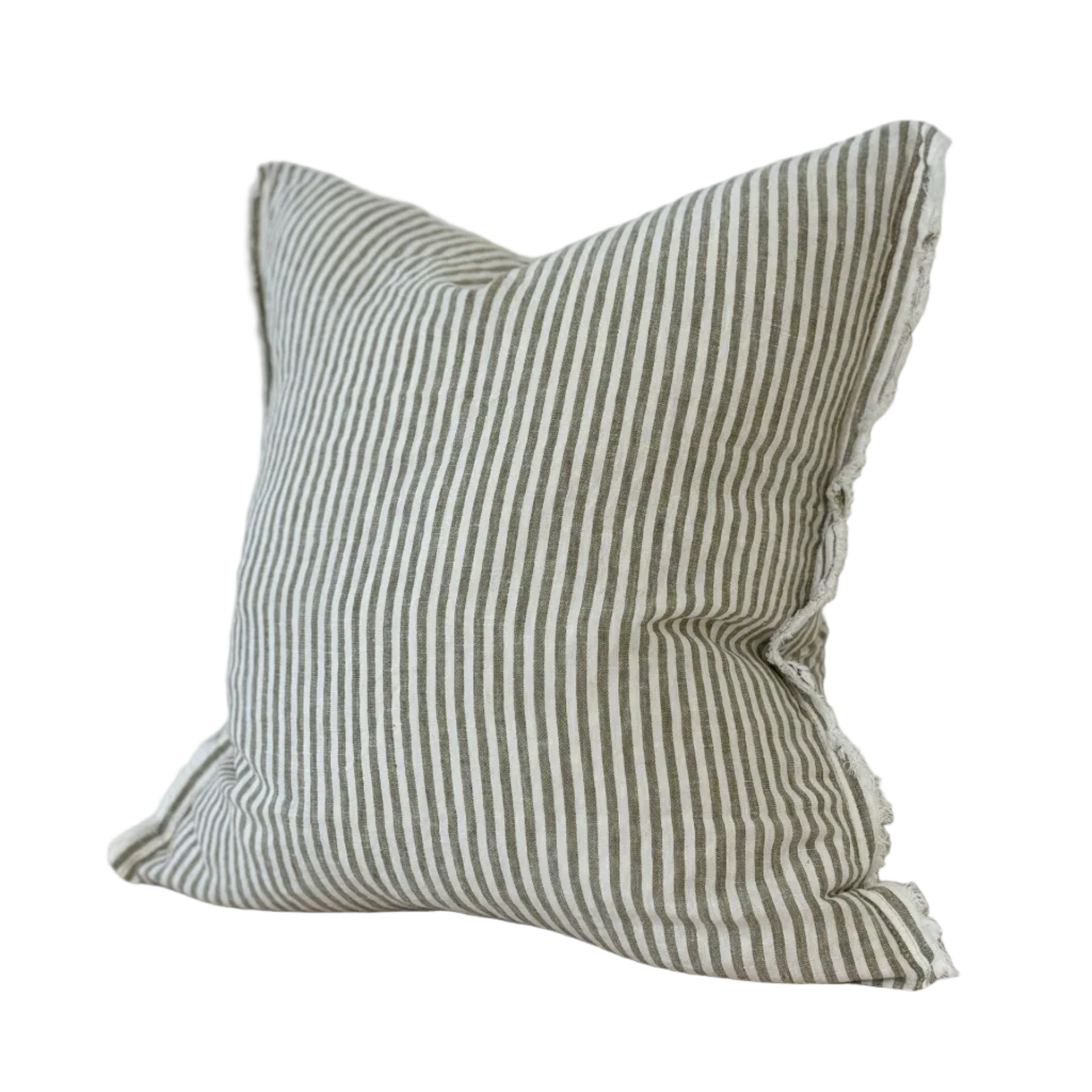 Camille Olive Stripe Cushion 
