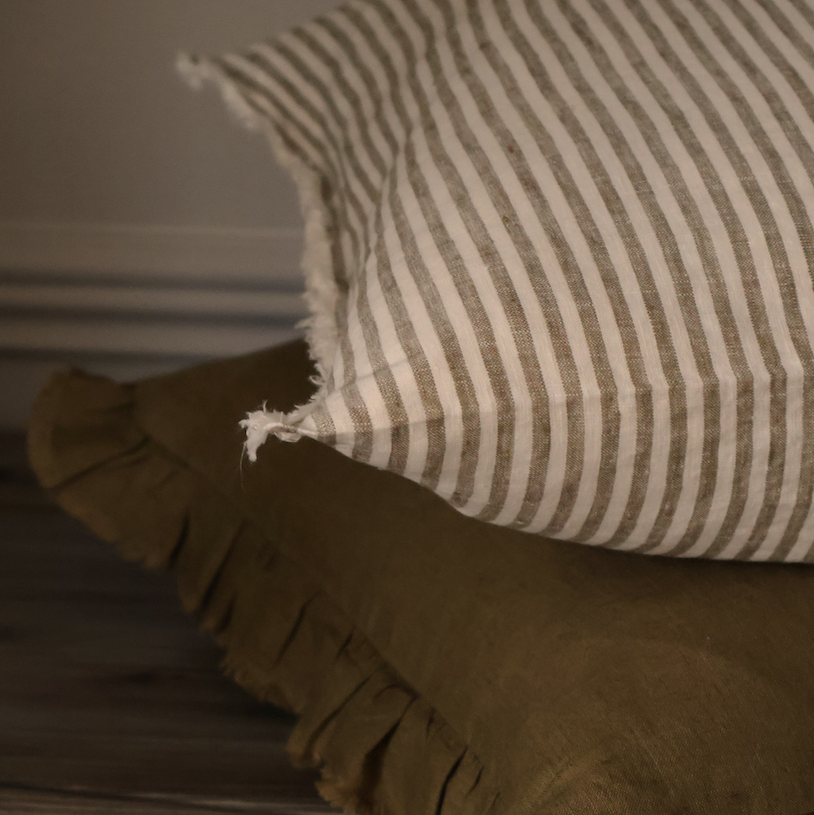 Camille Stripe Olive Cushion