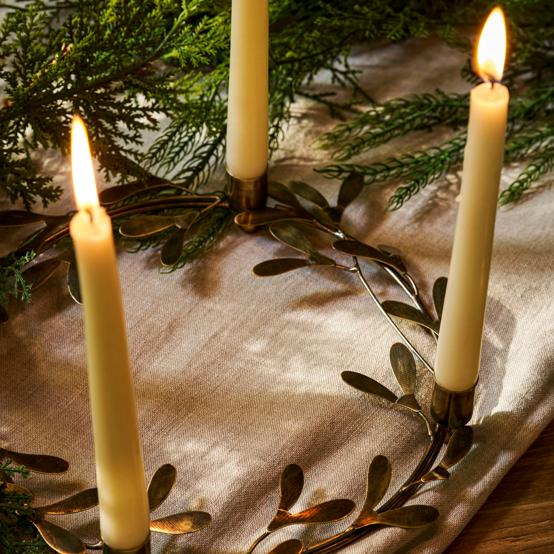  Christmas Candle Ring Antique Brass