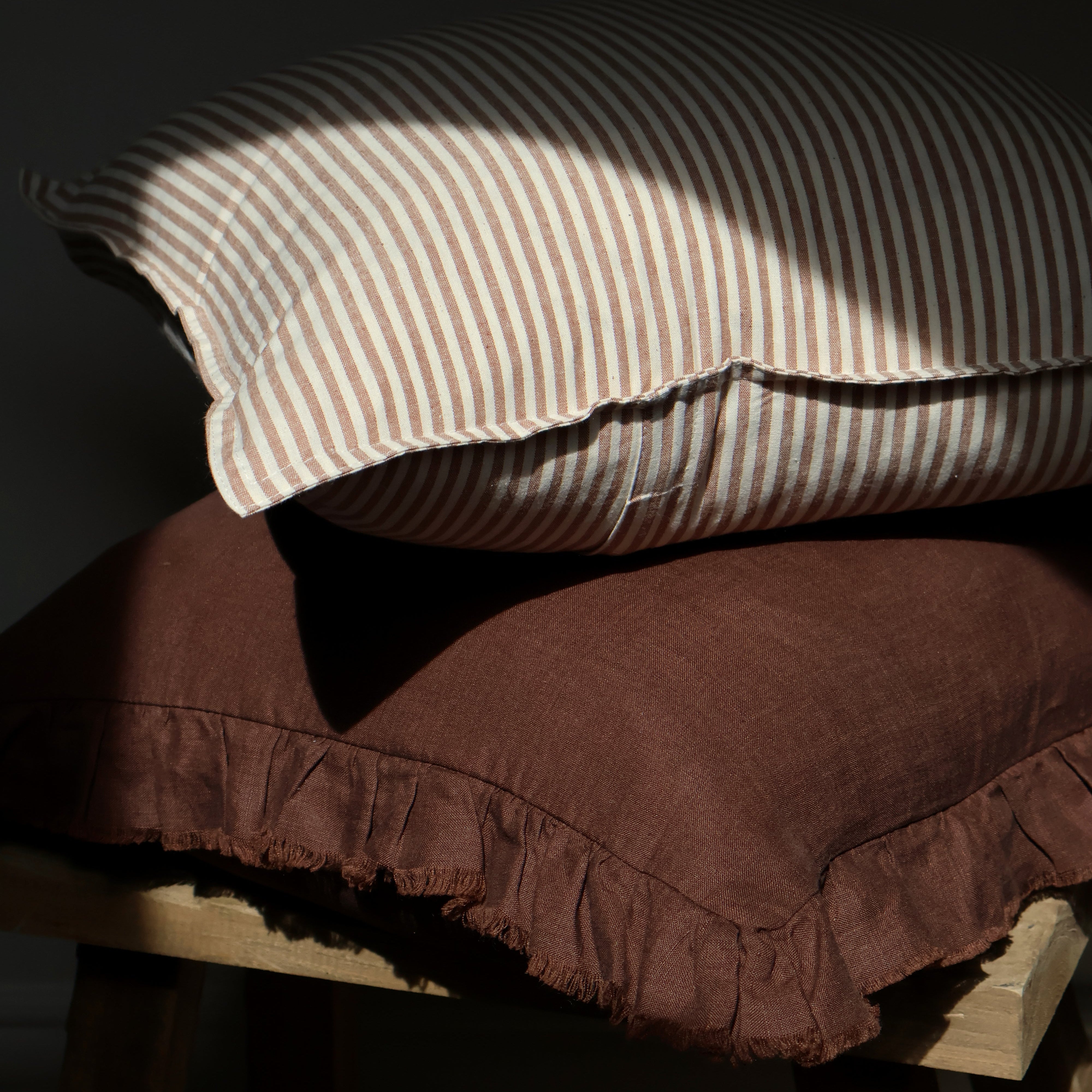 Dark Brown Ruffle Cushion