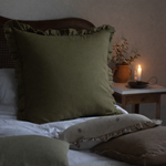 Celia Extra Large Olive Ruffle Cushion