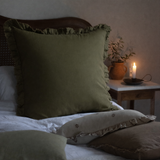 Celia Extra Large Olive Ruffle Cushion