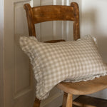 Celia Natural Gingham Ruffle Cushion