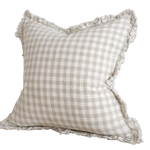 Celia Natural Gingham Ruffle Cushion
