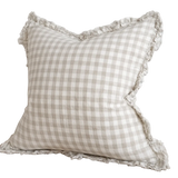 Celia Natural Gingham Ruffle Cushion