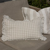 Celia Natural Gingham Ruffle Cushion
