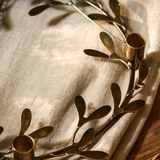 Mistletoe Christmas Candle Ring Antique Brass