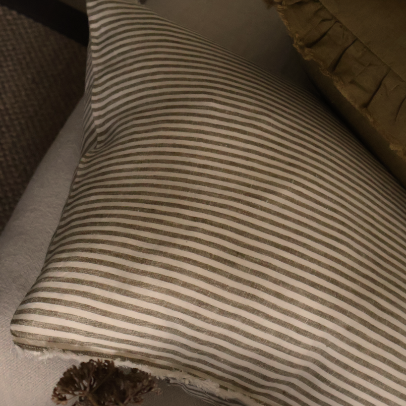 Camille Olive Stripe Cushion