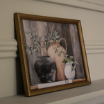 Earthen Jugs with Gathered Greens Framed Picture