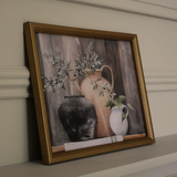 Earthen Jugs with Gathered Greens Framed Picture