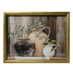 Earthen Jugs with Gathered Greens Framed Picture