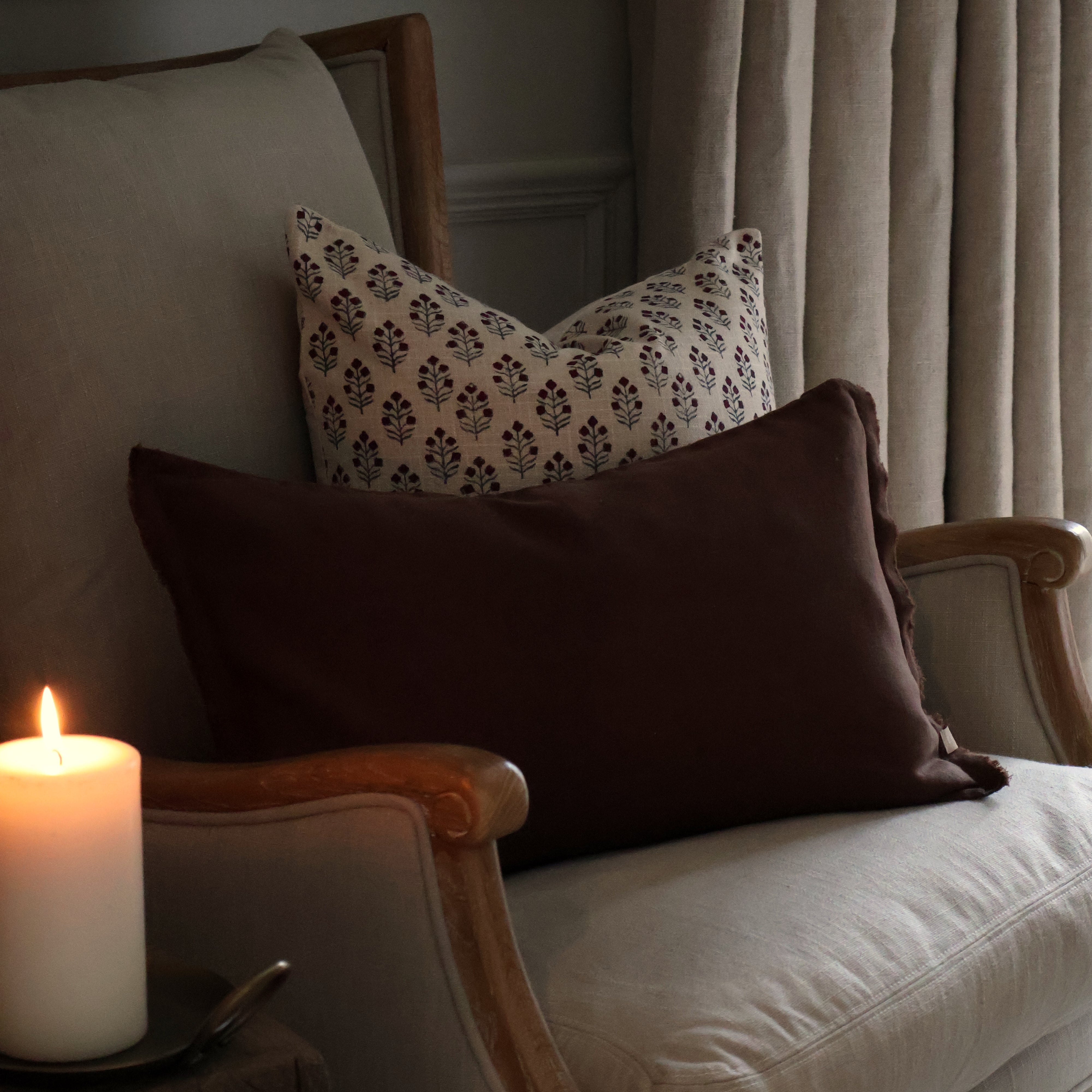 Eliza Oatmeal Floral Cushion