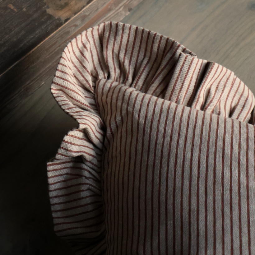 Fleurine Brick Stripe Ruffle Cushion