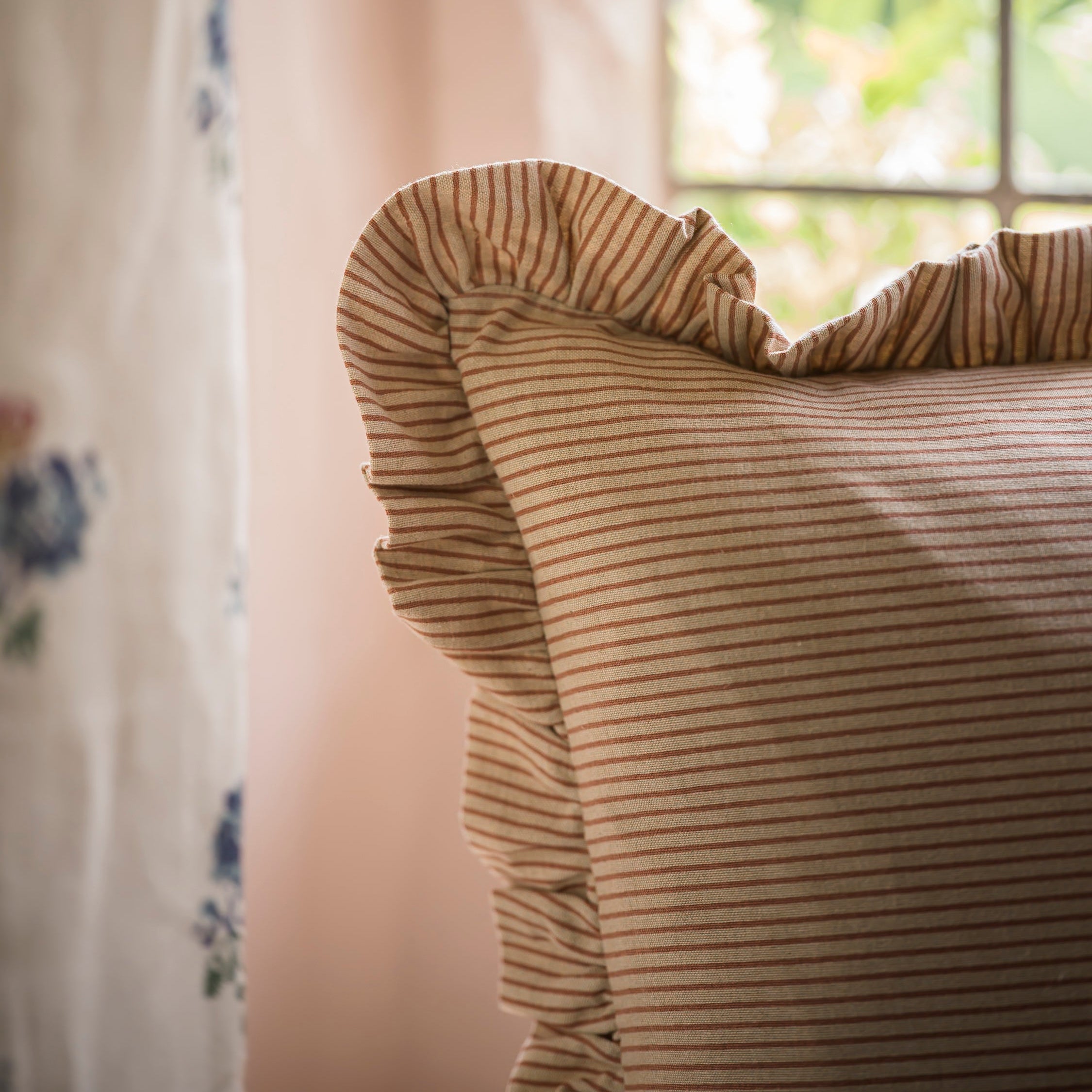 Fleurine Brick Stripe Ruffle Cushion
