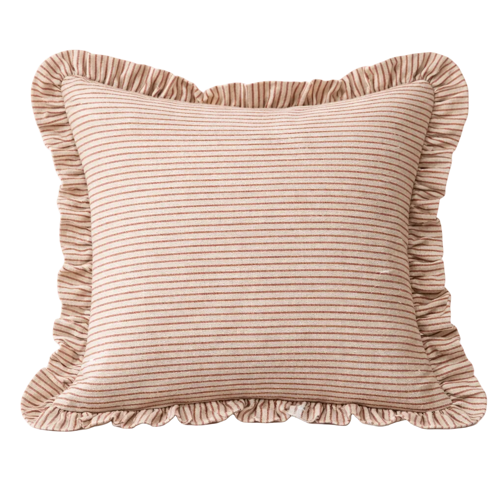 Fleurine Brick Stripe Ruffle Cushion