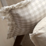 Natural Gingham Ruffle Cushion